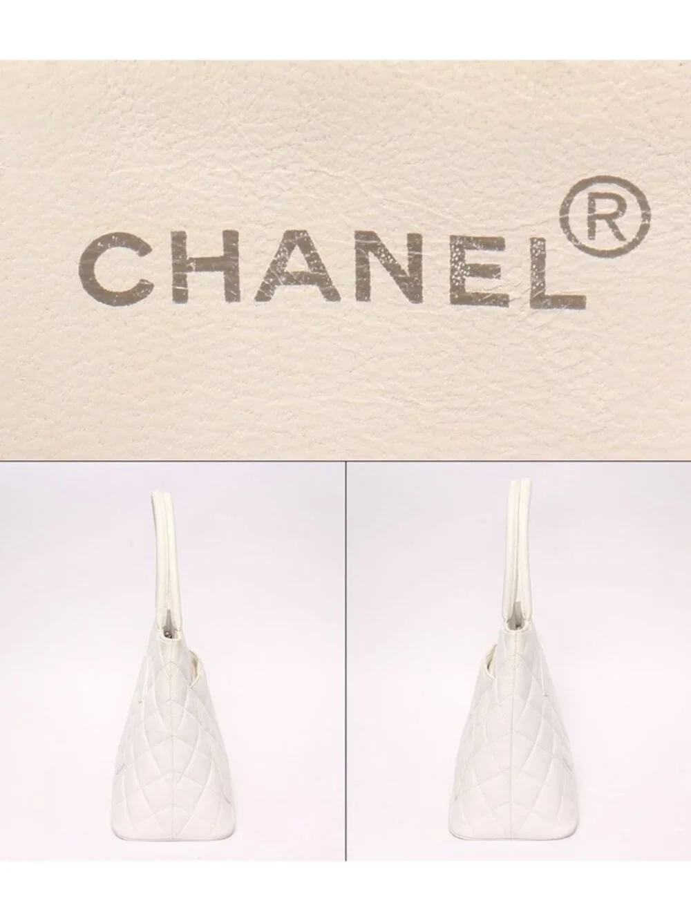 Chanel Tote Shoulder Bag Silver Stand Quilted
